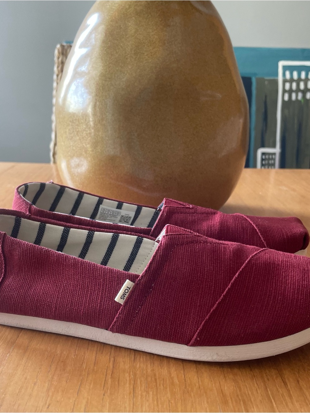 TOMS Earthwise Alpargata Canvas Slip-On Flats Maroon / Burgundy Womenβs 10